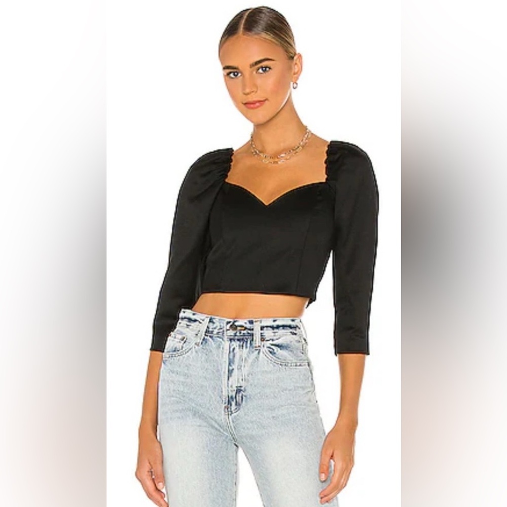 DO+BE Black Puff Sleeve Textured Blouse